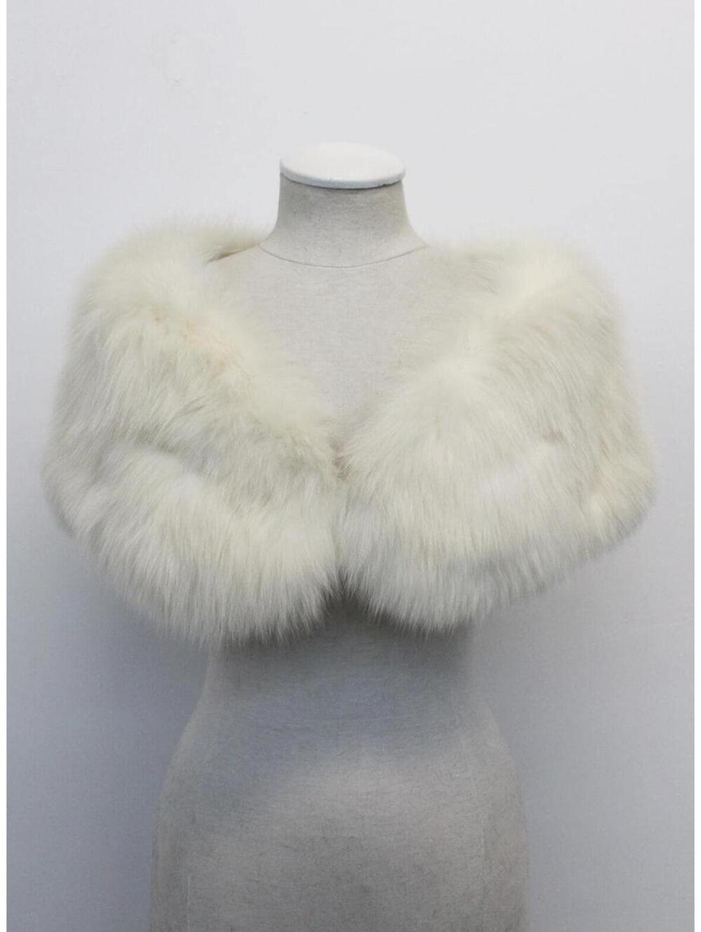 Excellent White Fox Fur Stole Wrap Shawl Women Woman Size 9" X 40" New Lining